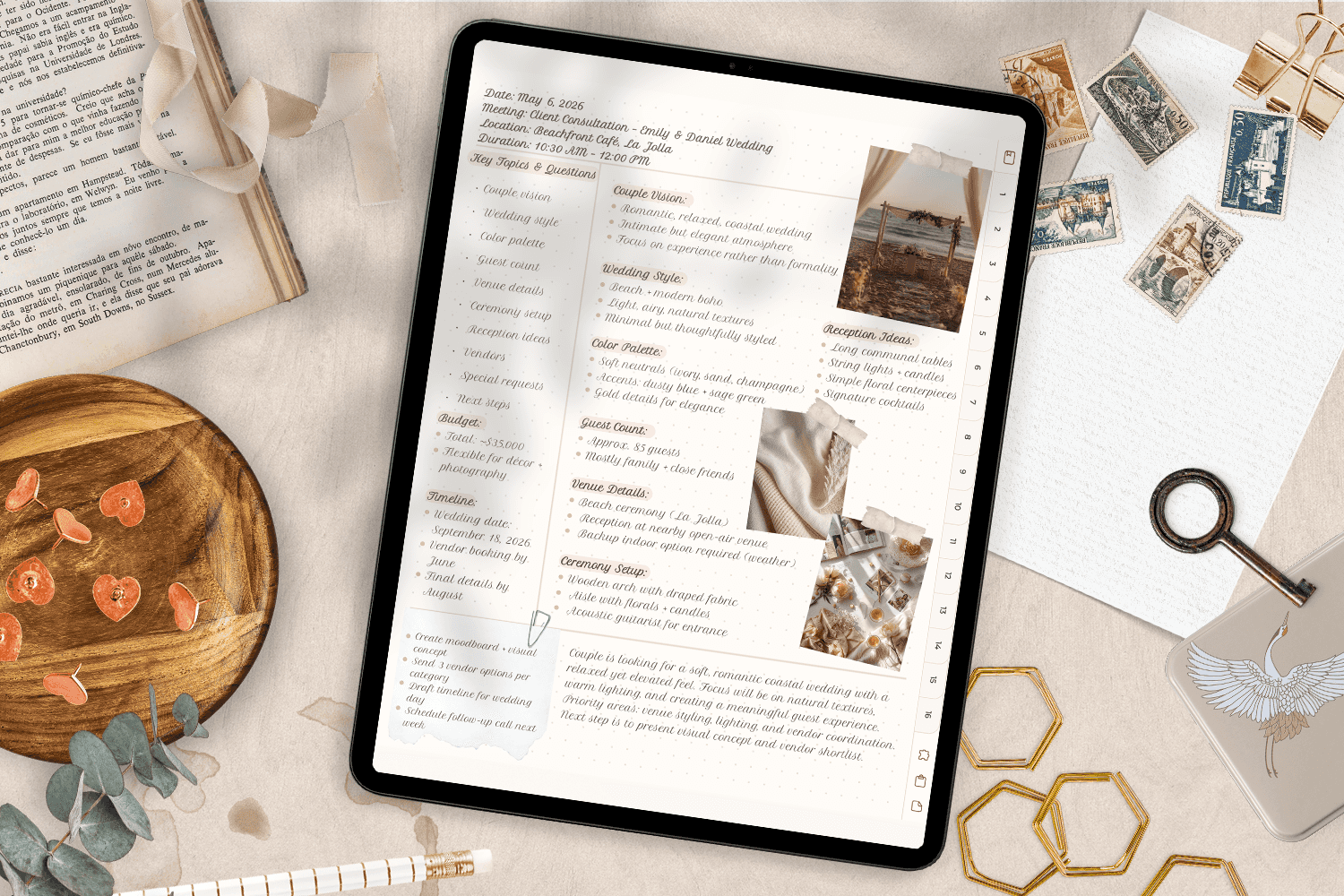 Digital notebook showing the Cornell note-taking method for organized studying and productivity